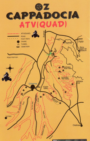 Карта Каппадокии - окресности Гёреме